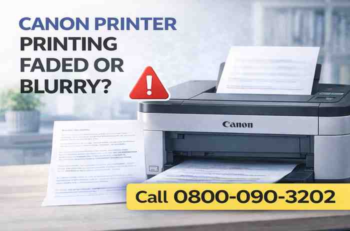 canon printer printing faded or blurry | 0800-090-3202