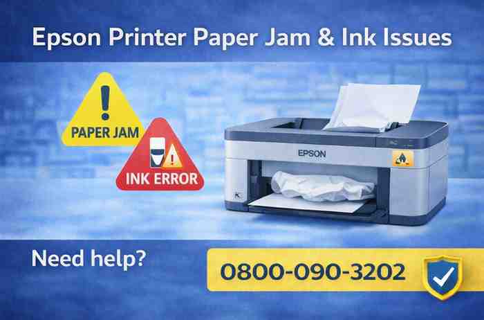 epson printer paper jam and ink cartridge problems | 0800-090-3202